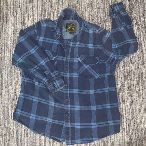 Anchorage Expedition Brand Mens Size XL‎ Button Front Flannel Shirt Blue Plaid - Picture 1 of 6